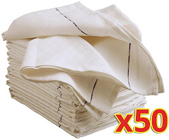  Vogue Offre sp&eacute;ciale : Torchons de service en polycoton (lot de 50) 