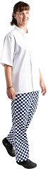  Whites Pantalon de cuisine Easyfit &agrave; carreaux blanc et bleu S 