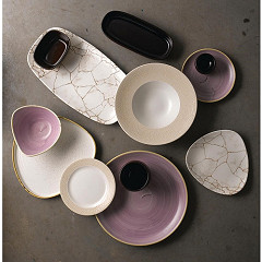  Churchill Assiettes triangulaires Studio Prints Kintsugi Agate Grey Lotus 254mm (Lot de 12) 