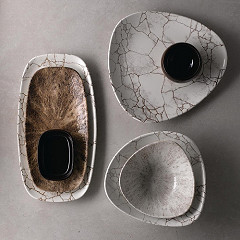  Churchill Bols triangulaires Studio Prints Kintsugi Agate Grey Lotus 228mm (Lot de 12) 