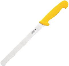  Hygiplas Couteau &agrave; trancher dent&eacute; jaune 255mm 
