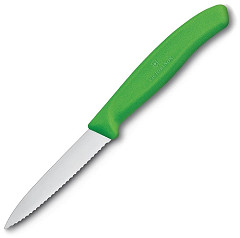  Victorinox Couteau d'office lame dentée bout pointu vert 80mm 