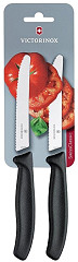  Victorinox Couteaux à tomates et de table dentés 11cm noirs (lot de 2) 