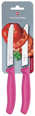  Victorinox Couteaux à tomates et de table dentés 11cm roses (lot de 2) 