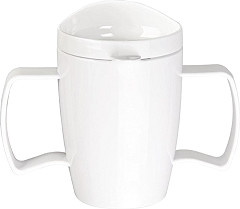  Olympia Mugs double anse avec couvercle en polycarbonate Heritage Kristallon blancs 300ml (lot de 4) 