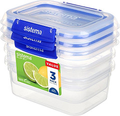  Sistema Bo&icirc;tes alimentaires rectangulaires Klip It Plus 1L (lot de 3) 