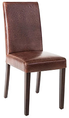  Bolero Chaise dossier haut en simili cuir marron fonc&eacute; patin&eacute; x2 