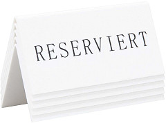  Securit Chevalets table réservée "Reserviert" (lot de 5) 