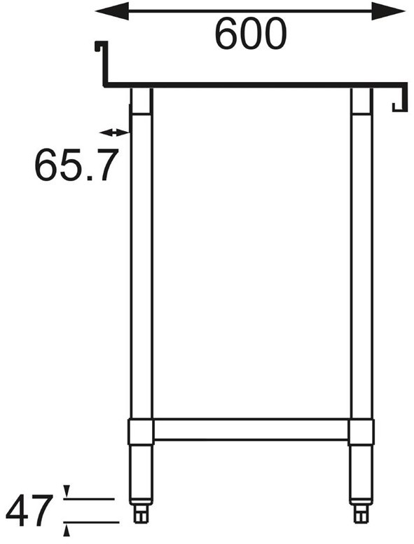  Vogue Table de pr&eacute;paration avec rebord en acier inoxydable 600 x 600mm 