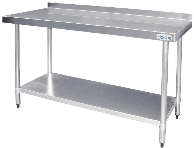  Vogue Table de pr&eacute;paration avec rebord en acier inoxydable 1200 x 600mm 