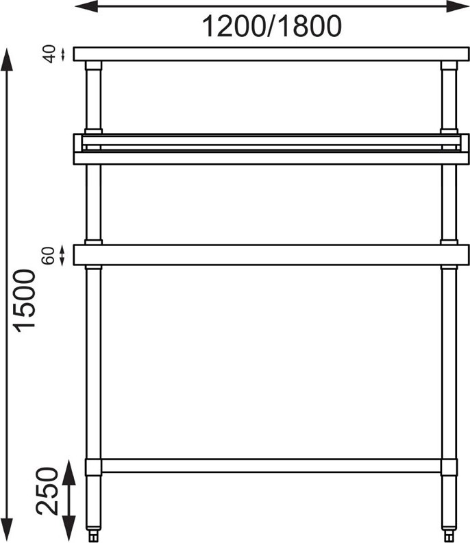 Vogue Table de pr&eacute;paration inox avec support bacs GN Vogue 