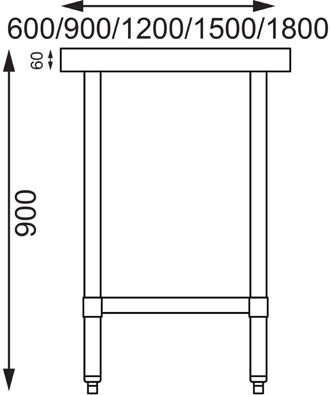  Vogue Table de pr&eacute;paration sans rebord en acier inoxydable 900 x 600mm 