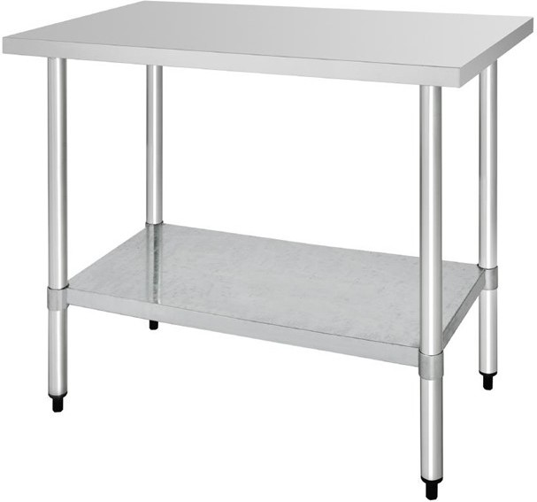  Vogue Table de pr&eacute;paration sans rebord en acier inoxydable 1200 x 600mm 