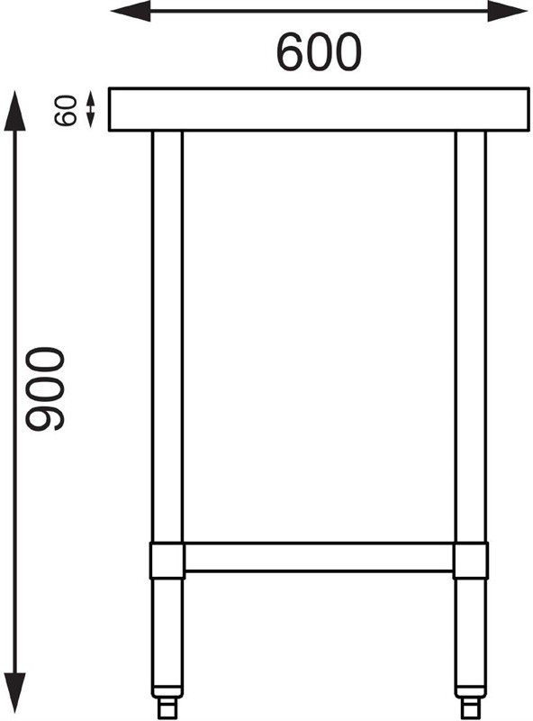  Vogue Table de pr&eacute;paration sans rebord en acier inoxydable 1500 x 600mm 