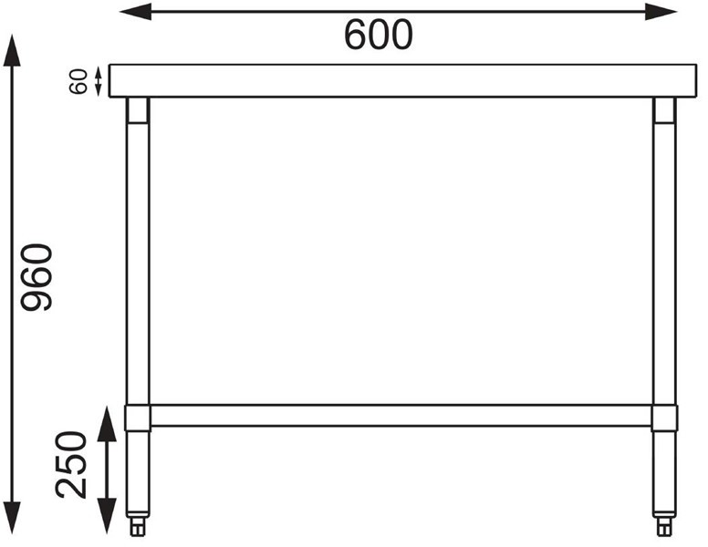  Vogue Table de pr&eacute;paration sans rebord en acier inoxydable 600 x 600mm 