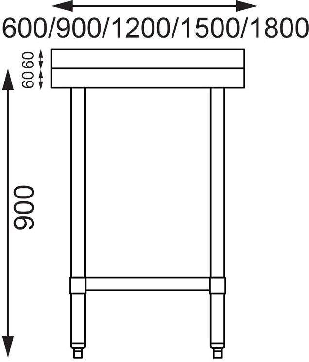  Vogue Table en acier inoxydable avec rebord 1200 x 700mm 