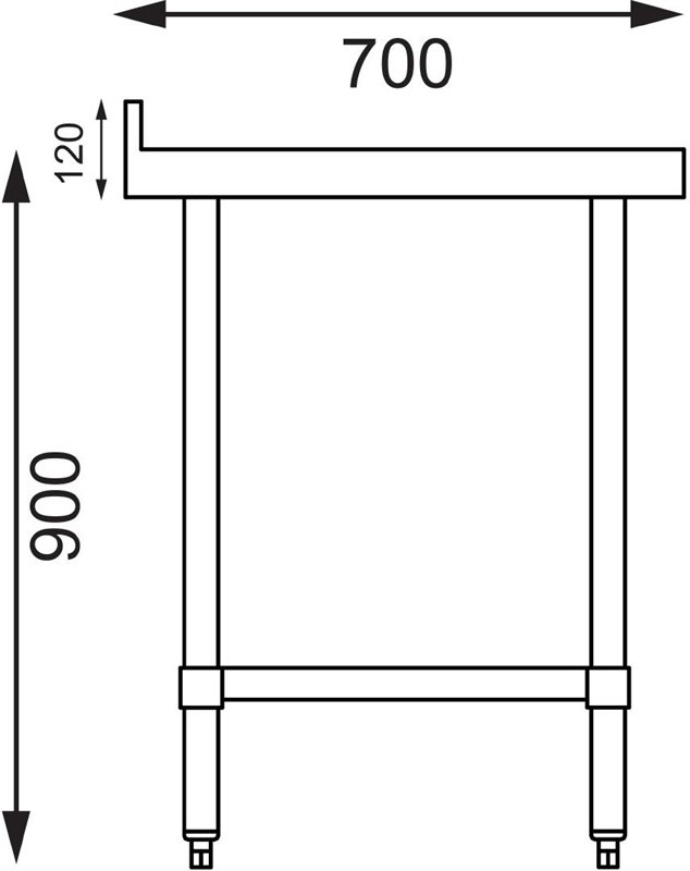  Vogue Table en acier inoxydable avec rebord 1800 x 700mm 