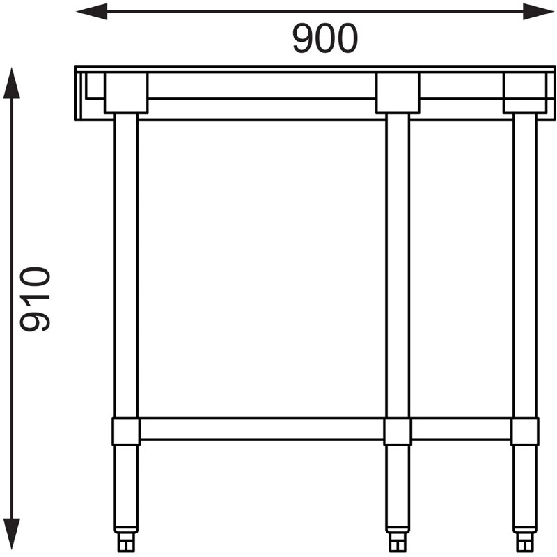  Vogue Table d'angle inox 700mm 