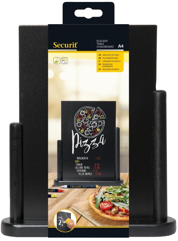  Securit Grand chevalet de table Elegant bois laqu&eacute; noir 
