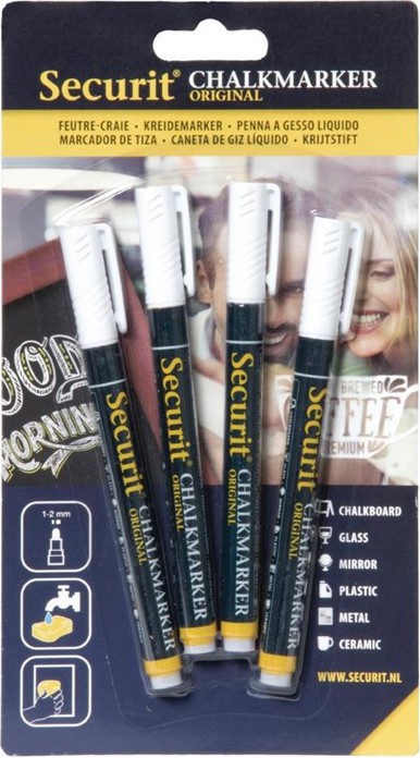  Securit Feutres craie liquide blancs 2mm (lot de 4) 
