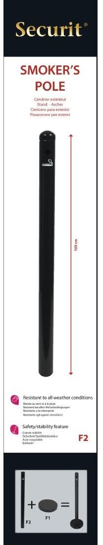  Securit Cendrier poteau en inox noir 1m 