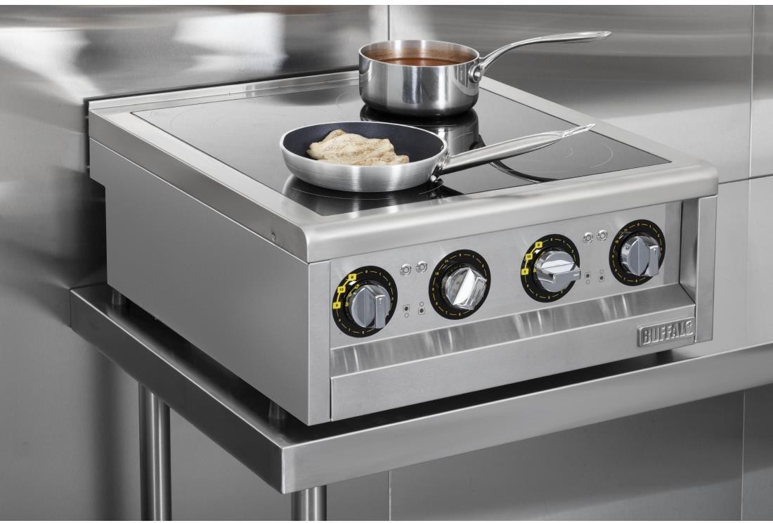  Buffalo Plaque de cuisson &agrave; induction S&eacute;rie 600 4 zones 2 x 3 kW 