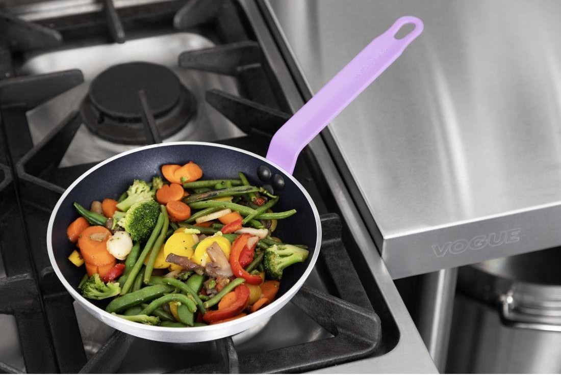  Hygiplas Po&ecirc;le en aluminium antiadh&eacute;sive Teflon Platinum Plus avec poign&eacute;e violette 24cm 