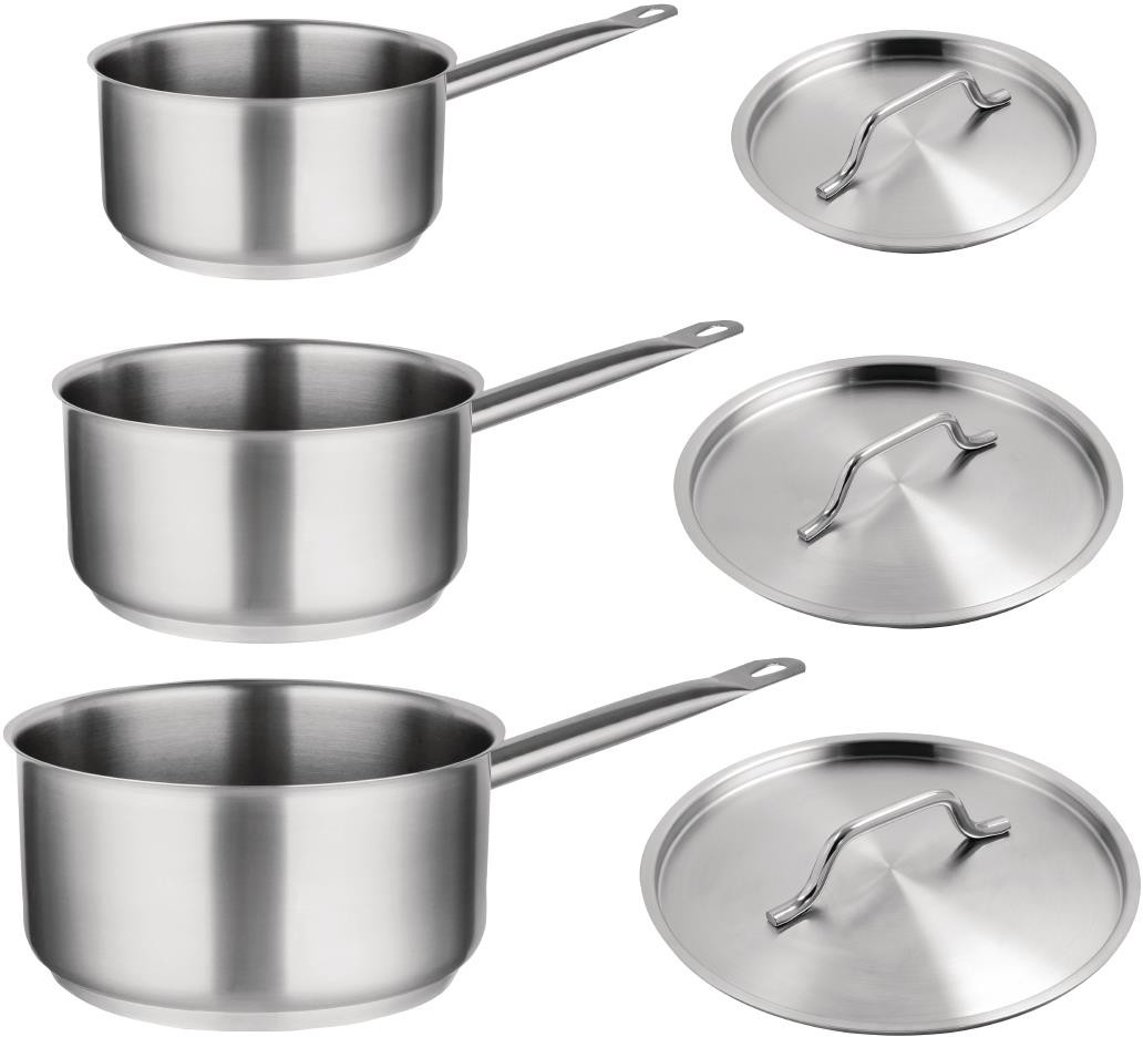  Vogue Set de 3 casseroles et couvercles inox Vogue 