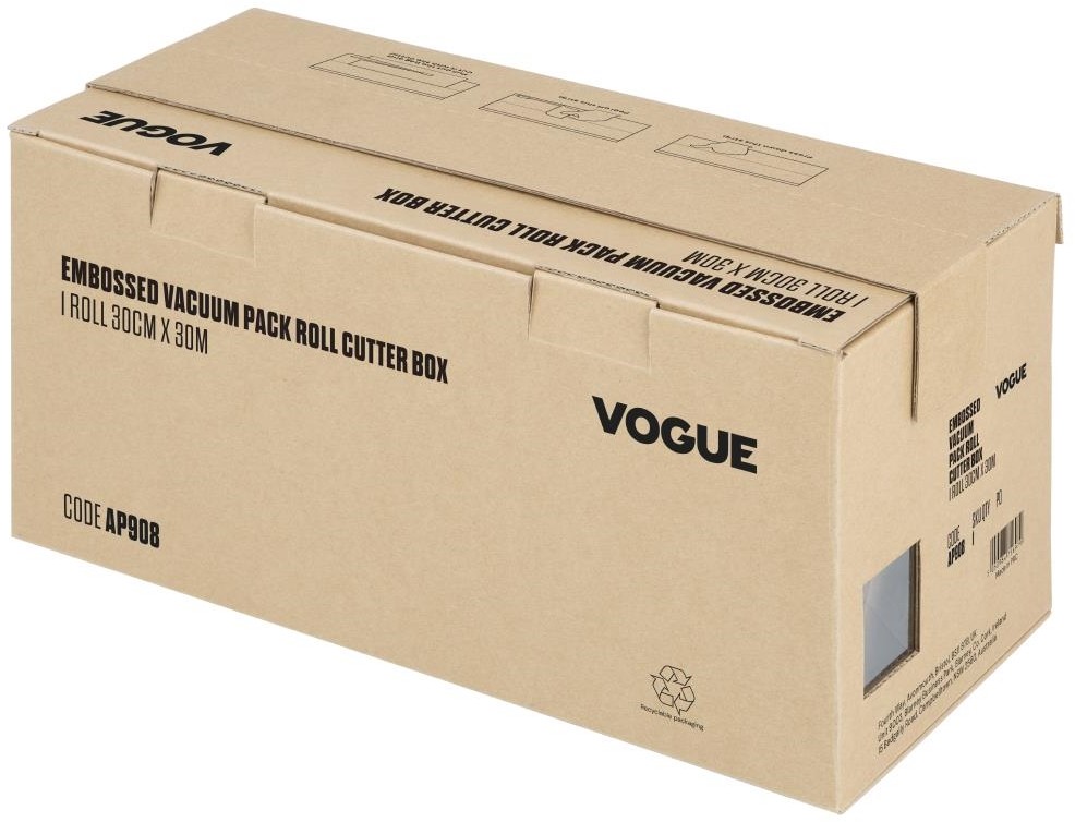  Vogue Rouleau d'emballage sous vide avec bo&icirc;te de d&eacute;coupe (gaufr&eacute;), largeur 300 mm 