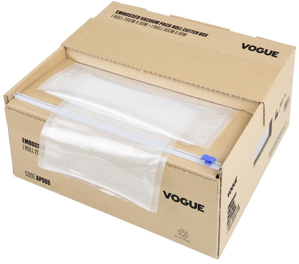  Vogue Rouleau d'emballage sous vide avec bo&icirc;te de d&eacute;coupe (gaufr&eacute;) 200 mm et 300 mm, lot de 2 