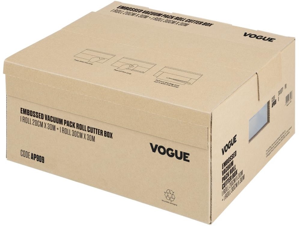  Vogue Rouleau d'emballage sous vide avec bo&icirc;te de d&eacute;coupe (gaufr&eacute;) 200 mm et 300 mm, lot de 2 