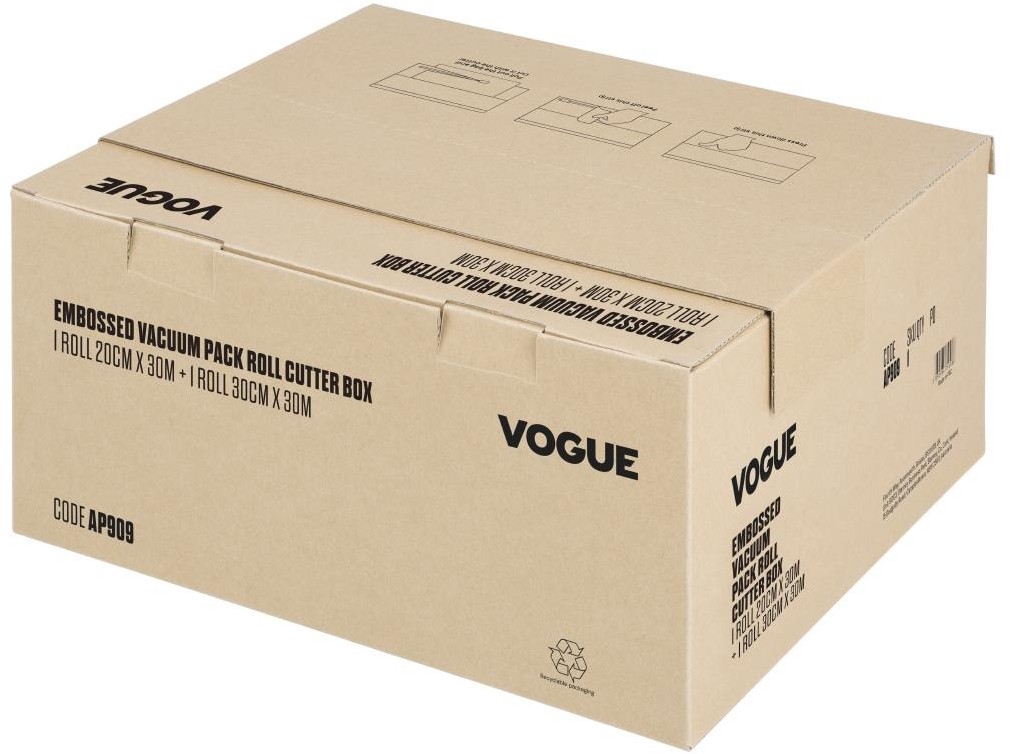  Vogue Rouleau d'emballage sous vide avec bo&icirc;te de d&eacute;coupe (gaufr&eacute;) 200 mm et 300 mm, lot de 2 