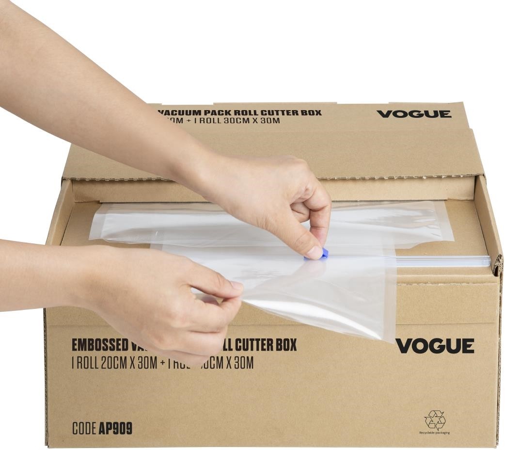  Vogue Rouleau d'emballage sous vide avec bo&icirc;te de d&eacute;coupe (gaufr&eacute;) 200 mm et 300 mm, lot de 2 