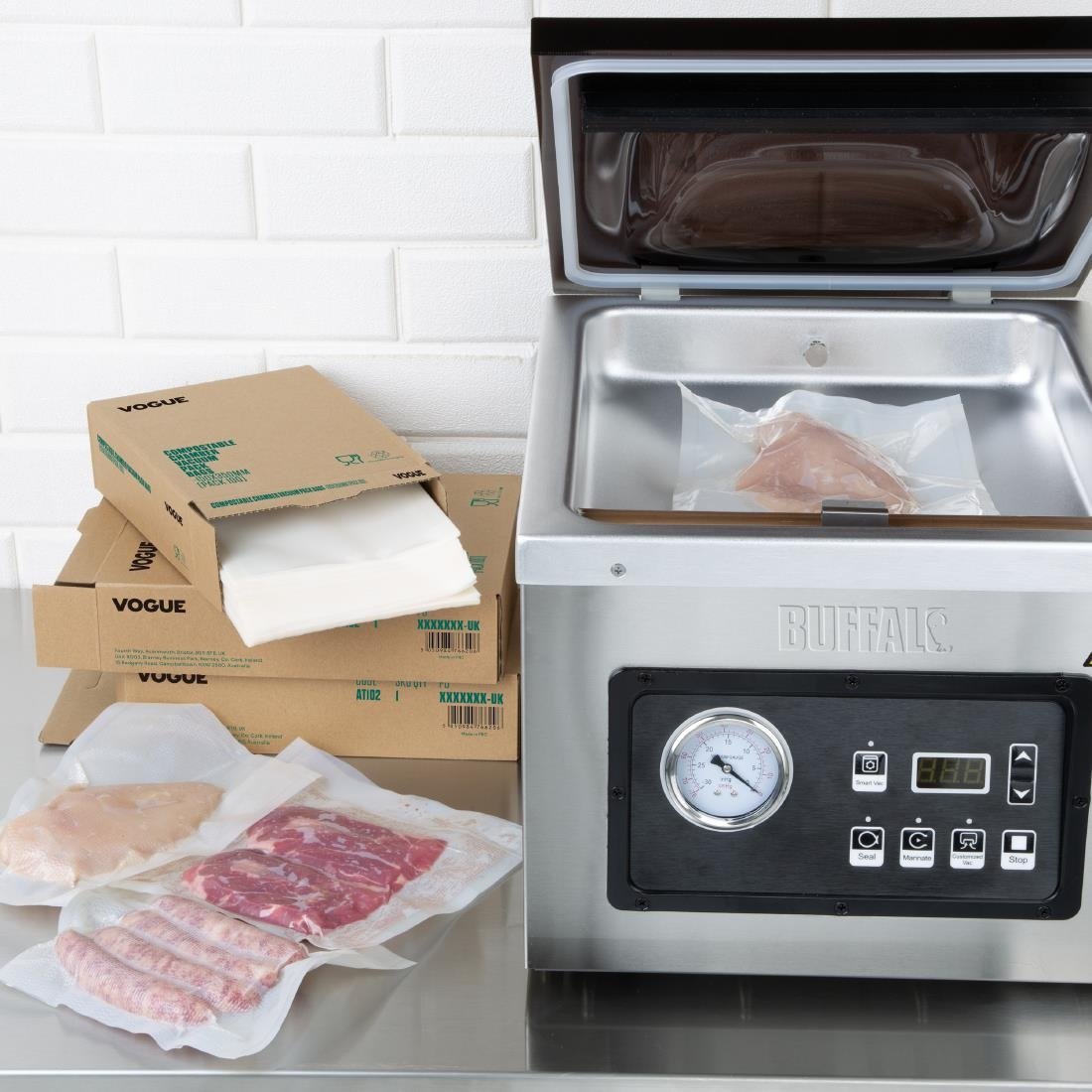  Vogue Sacs sous vide compostables 150x350mm (lot de 100) 