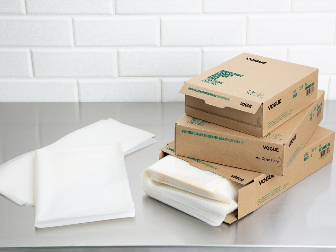  Vogue Sacs sous vide compostables 150x250mm (lot de 100) 
