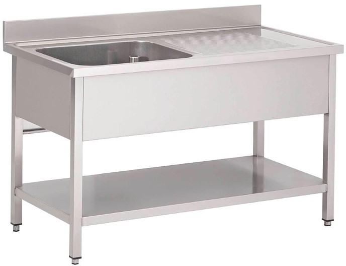  Gastro M Plonge inox avec &eacute;tag&egrave;re basse 1 bac &agrave; gauche 1600 x 700 x 850mm 