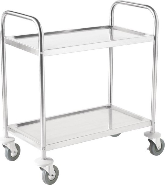  Vogue Chariot de d&eacute;barrassage en acier inoxydable 2 niveaux 