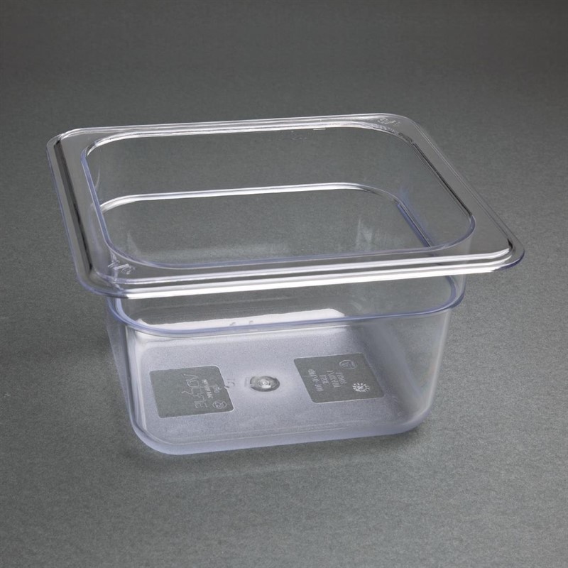  Vogue Bac Gastronorme en polycarbonate transparent un sixi&egrave;me 100mm Vogue 