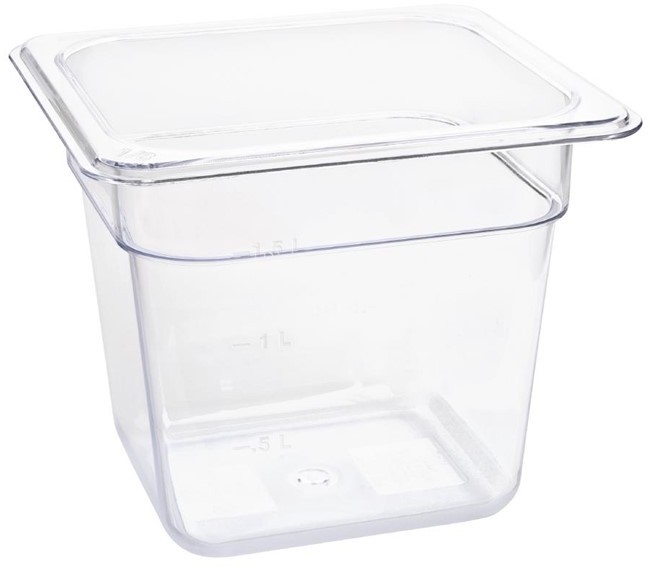  Vogue Bac Gastronorme en polycarbonate transparent un sixi&egrave;me 150mm Vogue 