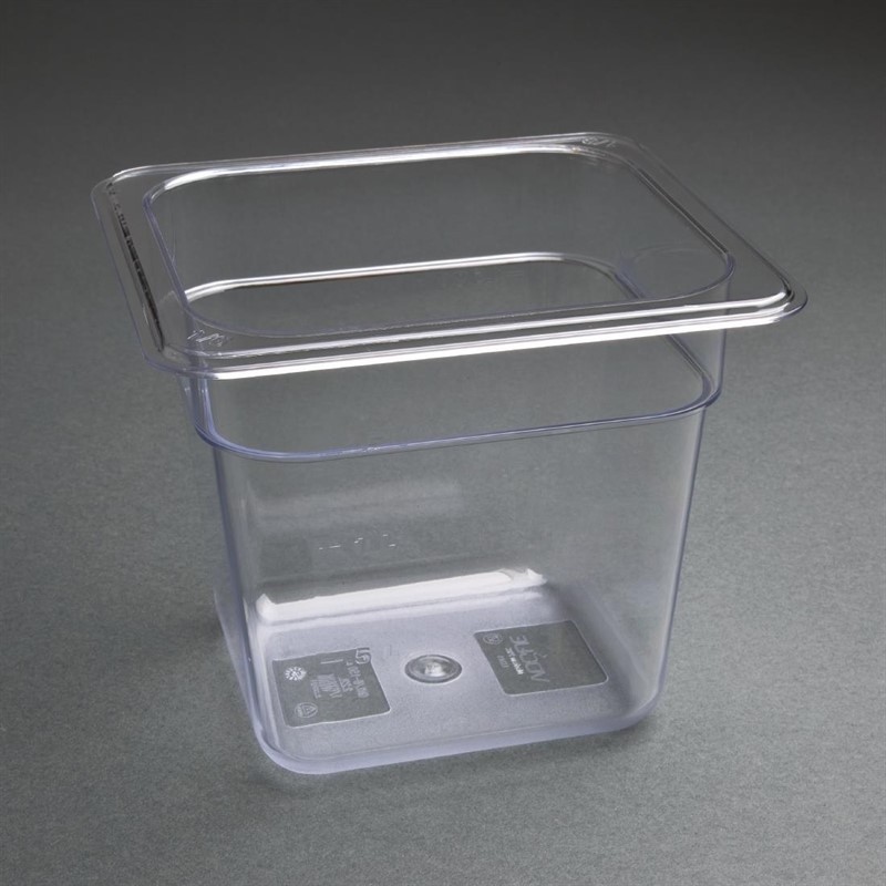  Vogue Bac Gastronorme en polycarbonate transparent un sixi&egrave;me 150mm Vogue 