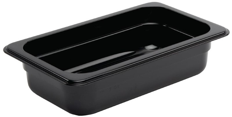  Vogue Bac Gastronorme en polycarbonate noir un quart 65mm Vogue 