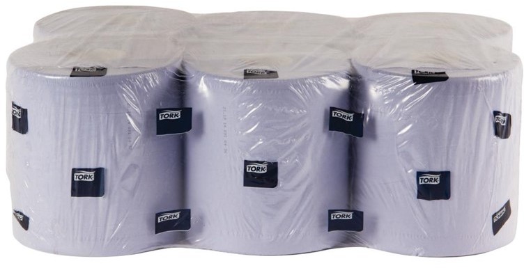  Tork Bobines de papier d'essuyage pour distributeur &agrave; d&eacute;vidage central x6 bleues 