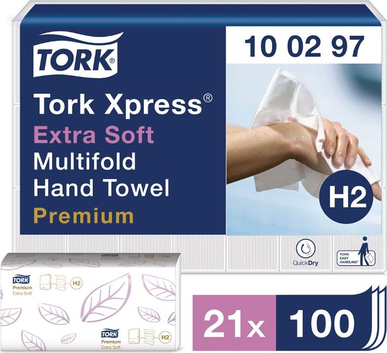  Tork Essuie-mains ultra doux 2 plis Multifold (Pack 2100) 