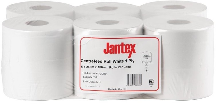  Jantex Bobine à alimentation centrale 1 pli blanche 