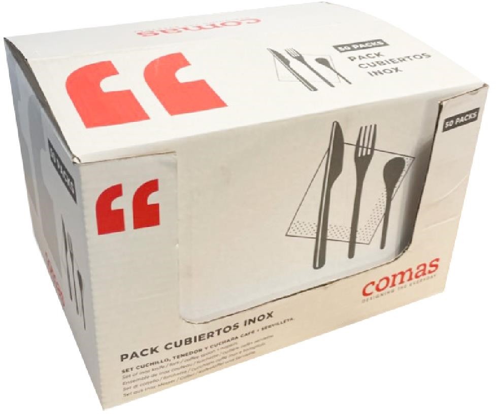  Comas Sets de couverts jetables l&eacute;gers en inox (lot de 50) 
