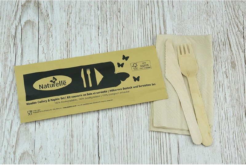  Gastronoble Ensembles de couverts en bois 3-en-1 emballages individuels kraft eGreen (lot de 250) 
