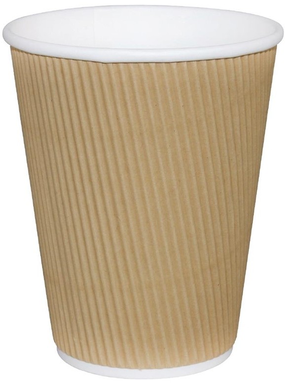  Fiesta Gobelets boissons chaudes paroi isolante ondul&eacute;e marron clair 225ml x500 