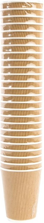  Fiesta Gobelets boissons chaudes paroi isolante ondul&eacute;e marron clair 340ml x25 