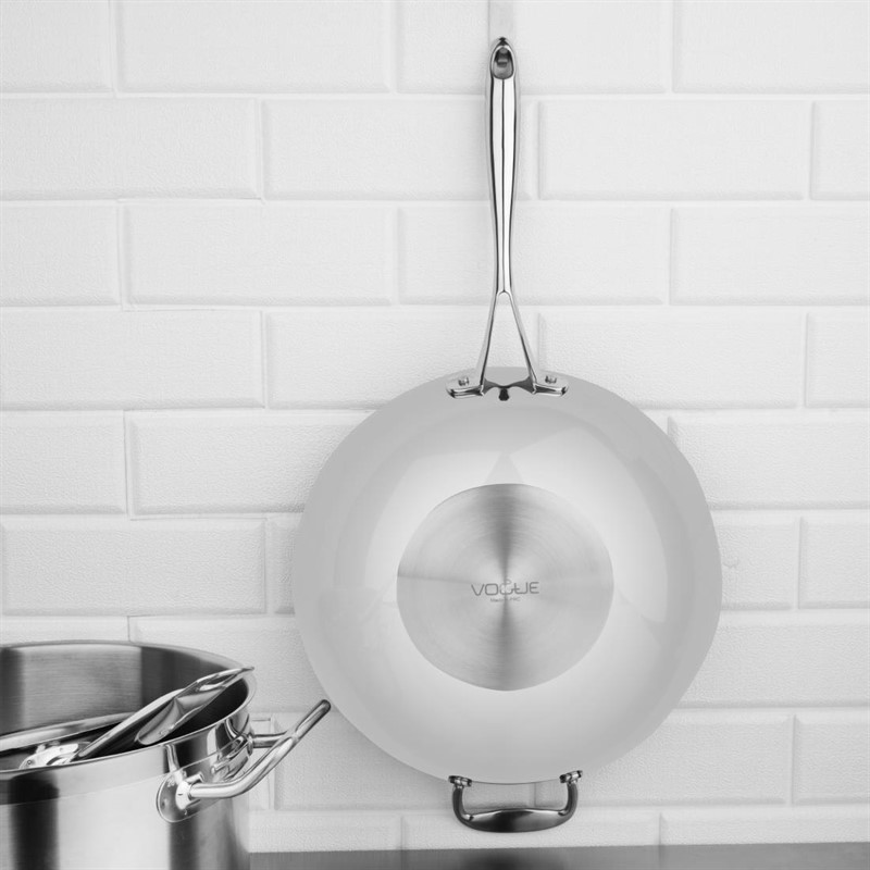  Vogue Wok triple &eacute;paisseur &agrave; fond plat Vogue 