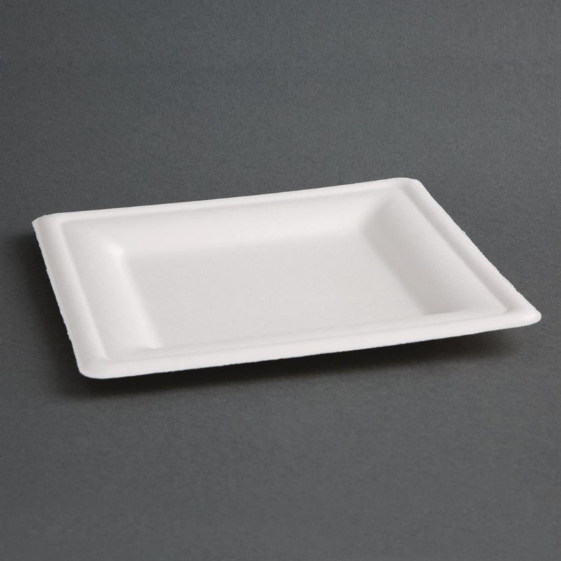  Fiesta Assiettes carr&eacute;es compostables en bagasse Green 261mm (lot de 50) 